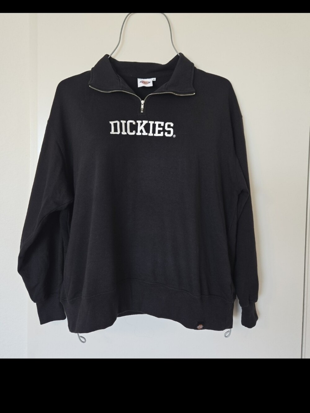 Dickies Black Half-Zip Pullover Sweatshirt with White Logo